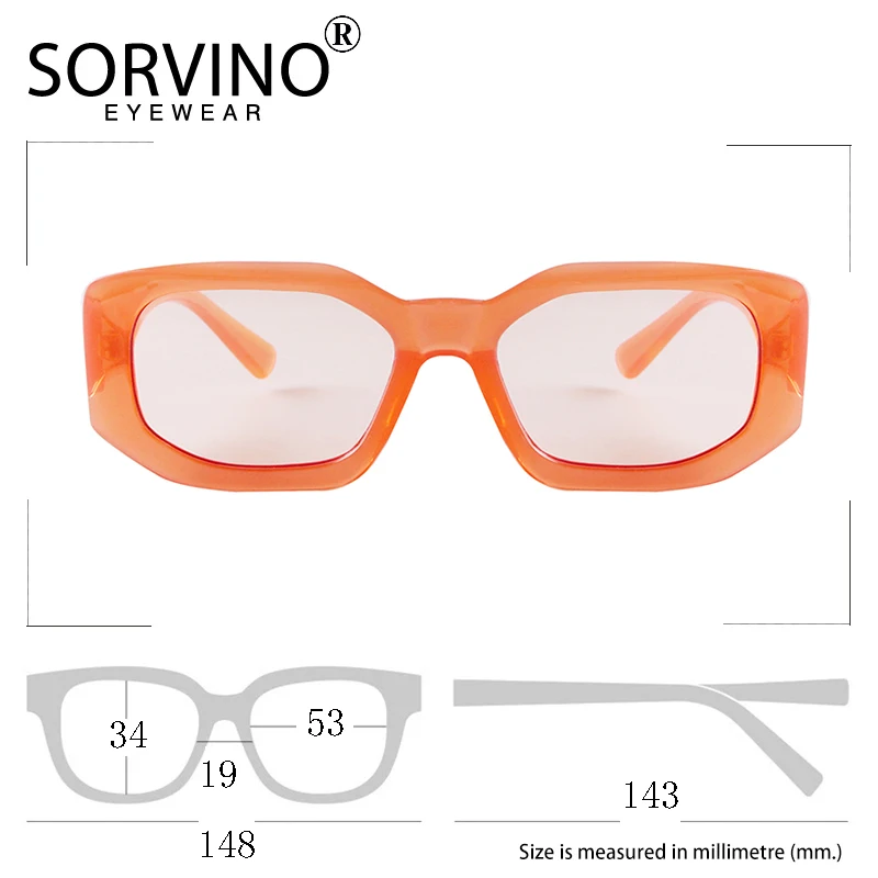 SORVINO Fashion Rectangular Sunglasses Woman Brand Designer Blue Orange Irregular Vintage Sun Glasses Female Retro Shades UV400