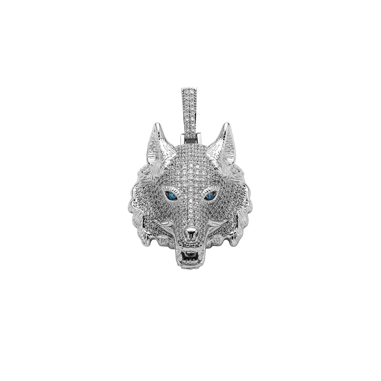 GUCY New Gold Silver Color Animal Wolf Head Pendant With Full Iced Out AAAA Cubic Zirconia Hip Hop Necklace Jewelry For Gift