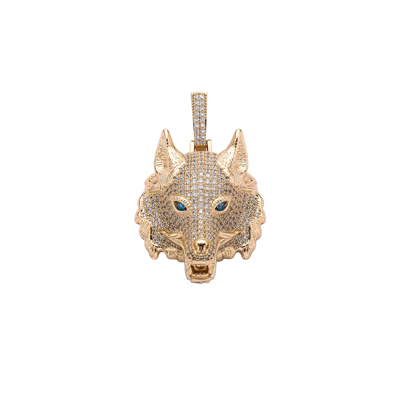 GUCY New Gold Silver Color Animal Wolf Head Pendant With Full Iced Out AAAA Cubic Zirconia Hip Hop Necklace Jewelry For Gift