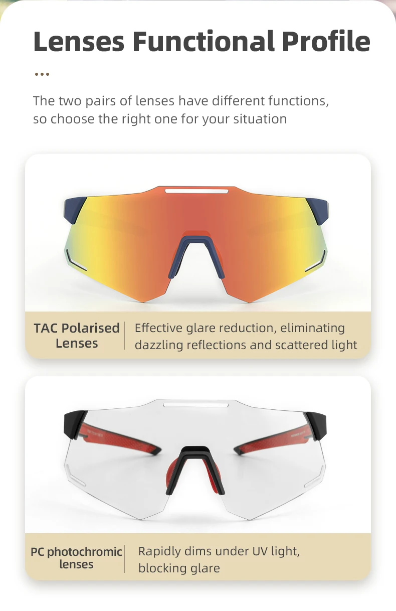 ROCKBROS Bicycle Glasses Polarized Photochromic Ultra-light Sunglasses Portable Comfortable Road Bike Eyewear Cycling Equipment