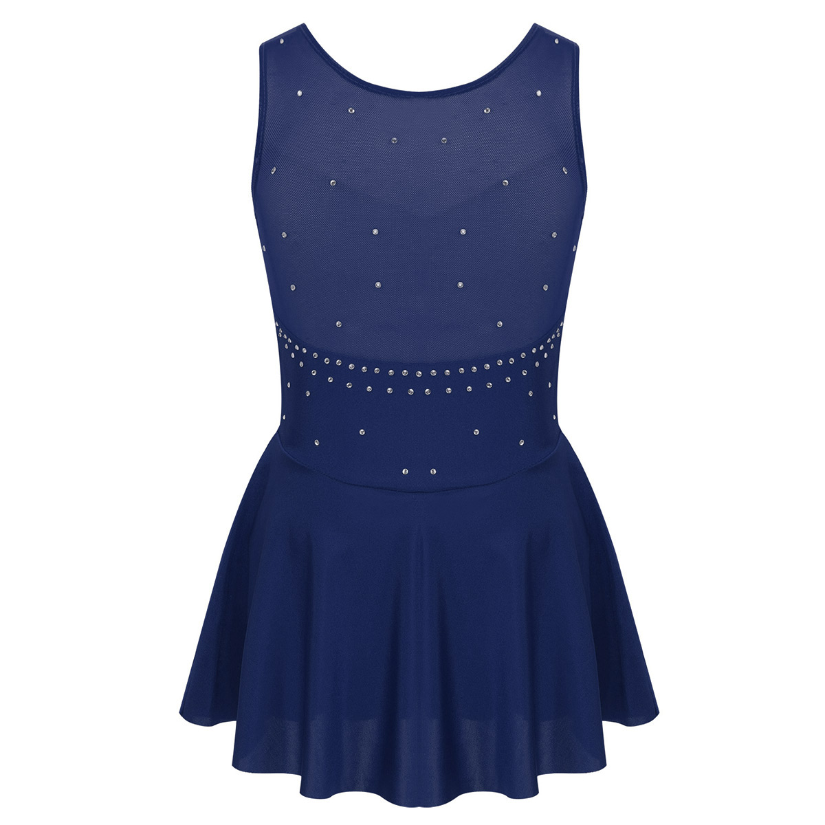 Kids Girls Ballet Dance Dress Gymnastics Workout Sparkly Rhinestone Back Figure Skating Ballerina Dress for Stage Performance