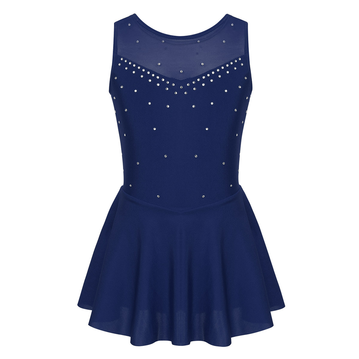 Kids Girls Ballet Dance Dress Gymnastics Workout Sparkly Rhinestone Back Figure Skating Ballerina Dress for Stage Performance