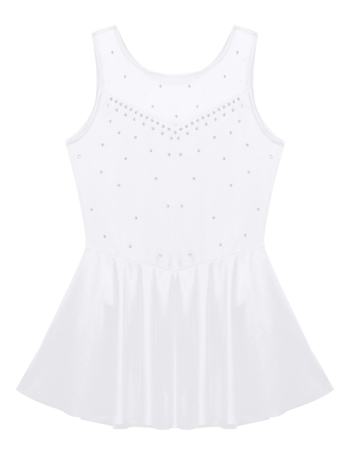 Kids Girls Ballet Dance Dress Gymnastics Workout Sparkly Rhinestone Back Figure Skating Ballerina Dress for Stage Performance