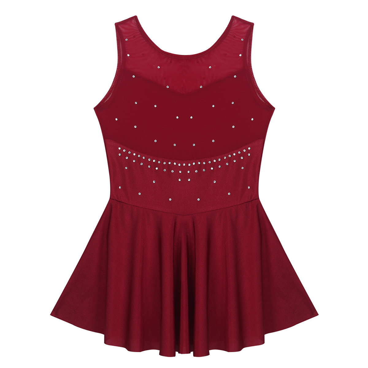 Kids Girls Ballet Dance Dress Gymnastics Workout Sparkly Rhinestone Back Figure Skating Ballerina Dress for Stage Performance