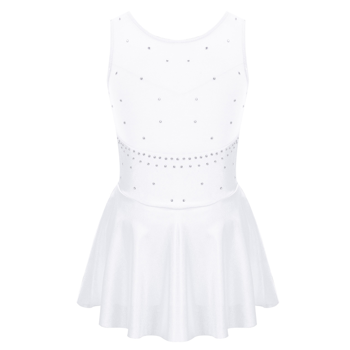 Kids Girls Ballet Dance Dress Gymnastics Workout Sparkly Rhinestone Back Figure Skating Ballerina Dress for Stage Performance
