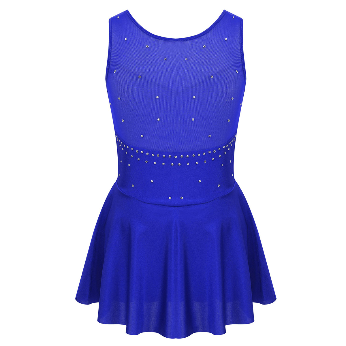 Kids Girls Ballet Dance Dress Gymnastics Workout Sparkly Rhinestone Back Figure Skating Ballerina Dress for Stage Performance