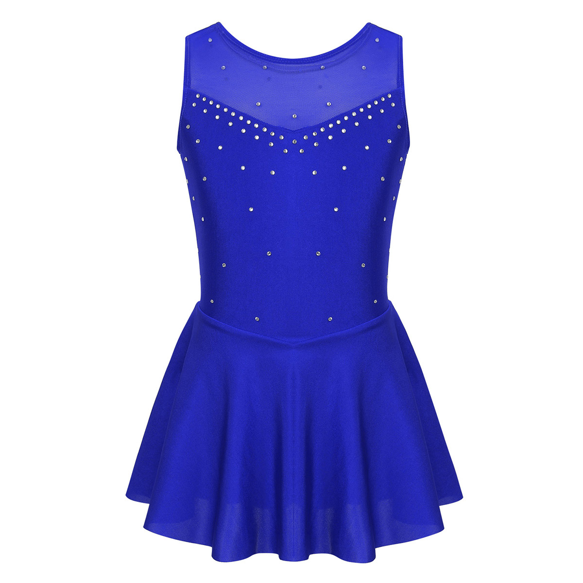 Kids Girls Ballet Dance Dress Gymnastics Workout Sparkly Rhinestone Back Figure Skating Ballerina Dress for Stage Performance