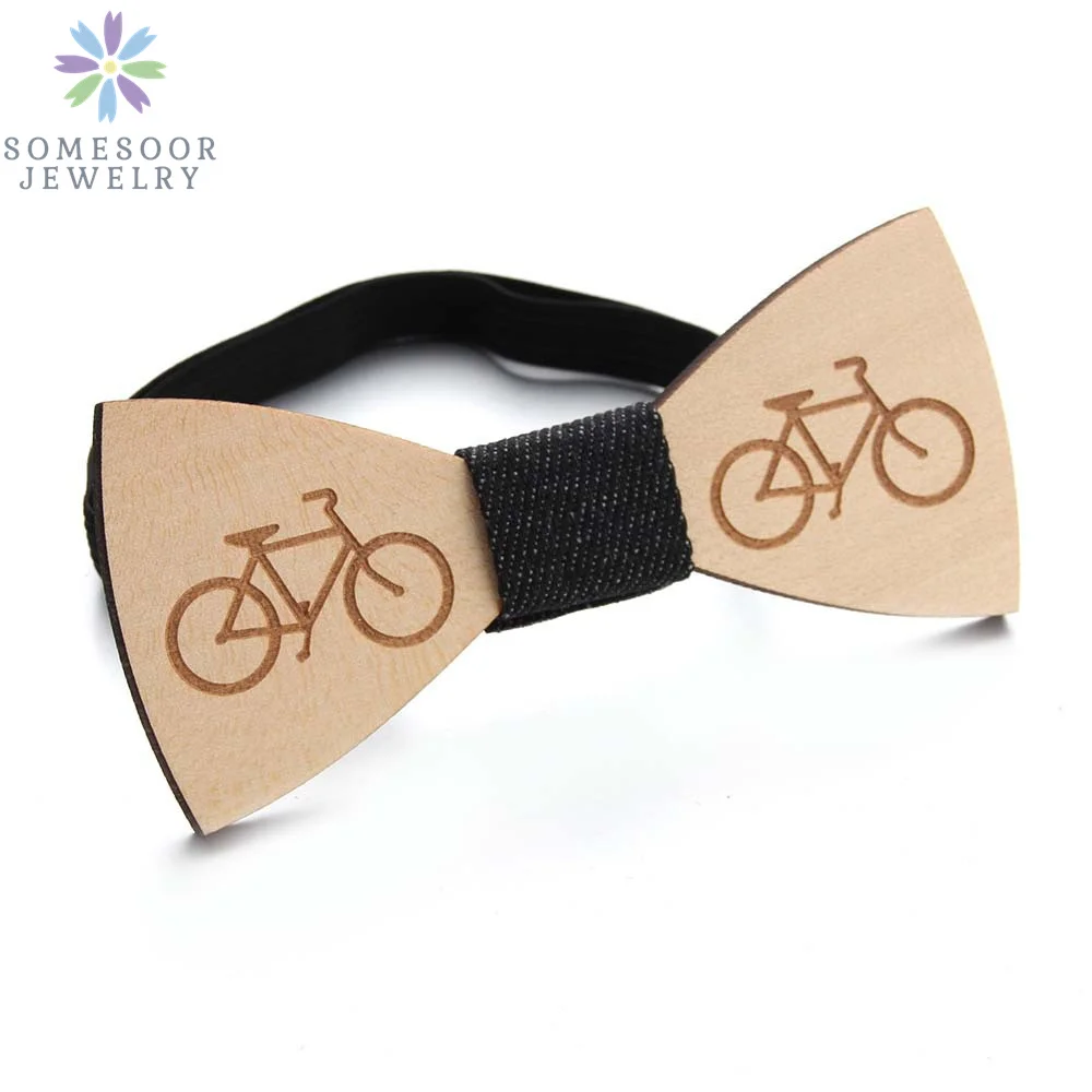 SOMESOOR Vintage Natural Wood Floral Bowtie Engraved Skeleton Camera Bowknots Weeding Suits Geometric Neck Ties For Men Gifts