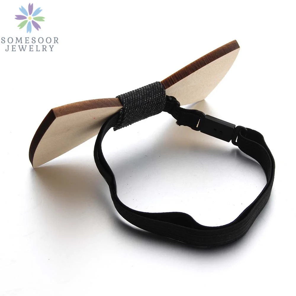SOMESOOR Vintage Natural Wood Floral Bowtie Engraved Skeleton Camera Bowknots Weeding Suits Geometric Neck Ties For Men Gifts