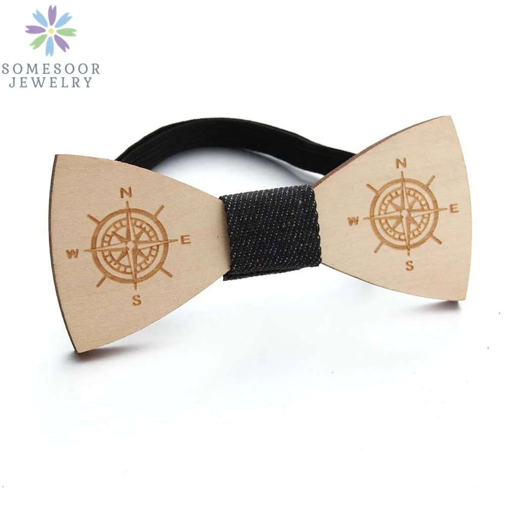 SOMESOOR Vintage Natural Wood Floral Bowtie Engraved Skeleton Camera Bowknots Weeding Suits Geometric Neck Ties For Men Gifts