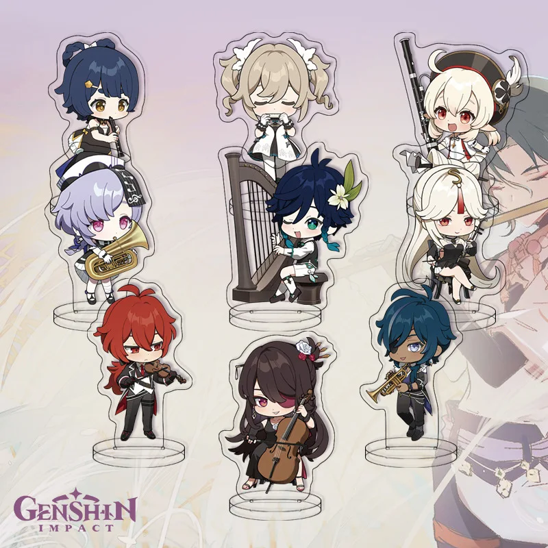 9Pcs/Set Acrylic Stand Model Wendi Tartaglia Hu Tao Yae Miko Raiden Shogun Figure Decoration Action Plate Toys