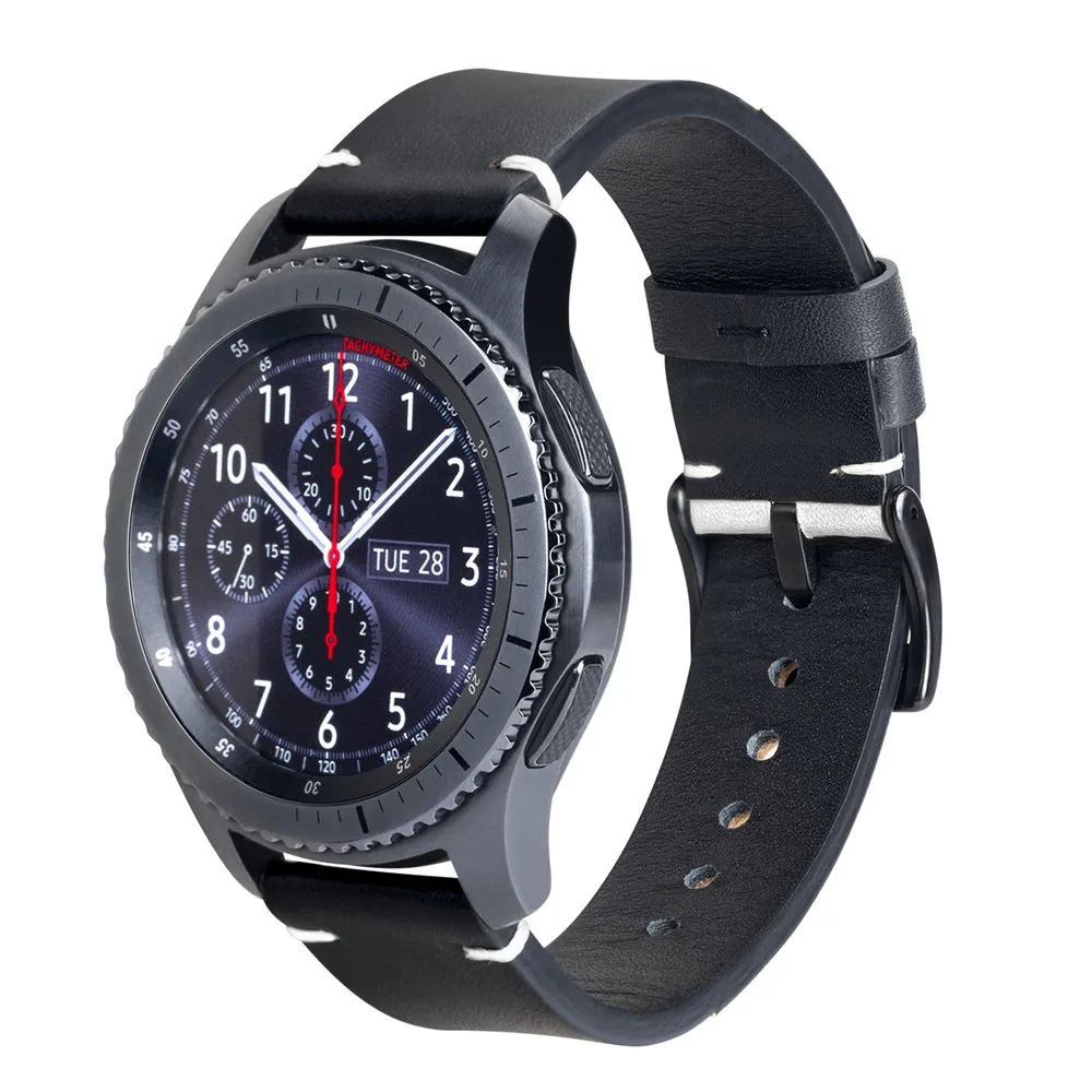 20/22mm Leather Band for Samsung Galaxy Watch 4 6 5 3/46mm/42mm/active 2 Gear S3 /S2/Sport bracelet Huawei watch GT/2/2e Strap