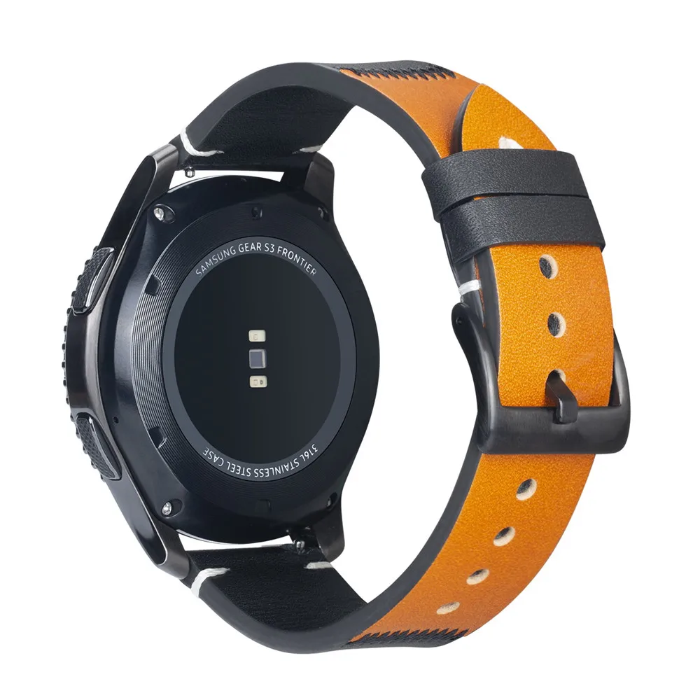 20/22mm Leather Band for Samsung Galaxy Watch 4 6 5 3/46mm/42mm/active 2 Gear S3 /S2/Sport bracelet Huawei watch GT/2/2e Strap