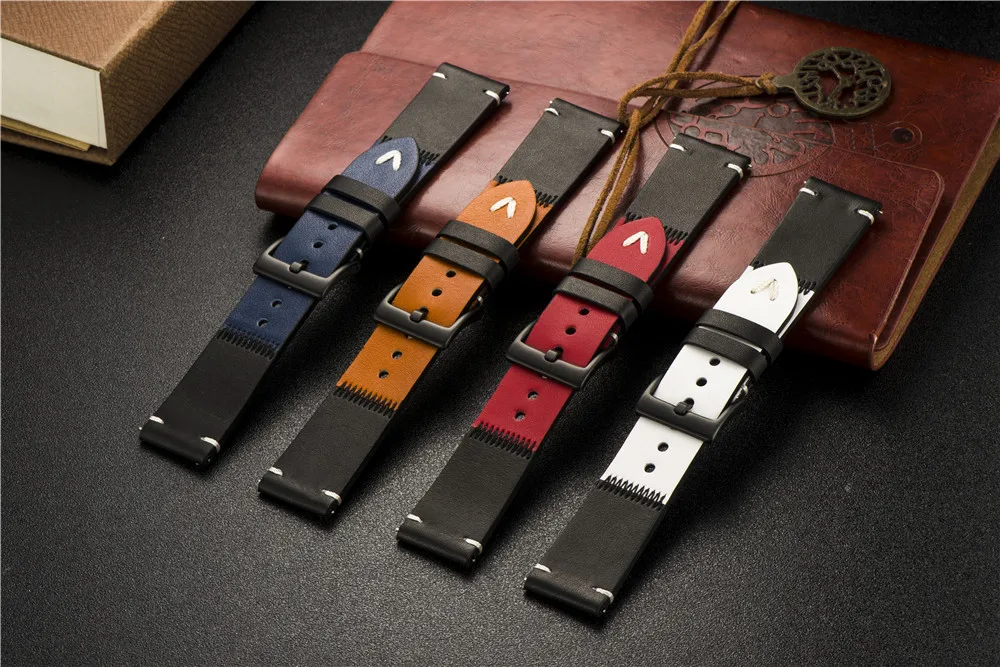 20/22mm Leather Band for Samsung Galaxy Watch 4 6 5 3/46mm/42mm/active 2 Gear S3 /S2/Sport bracelet Huawei watch GT/2/2e Strap