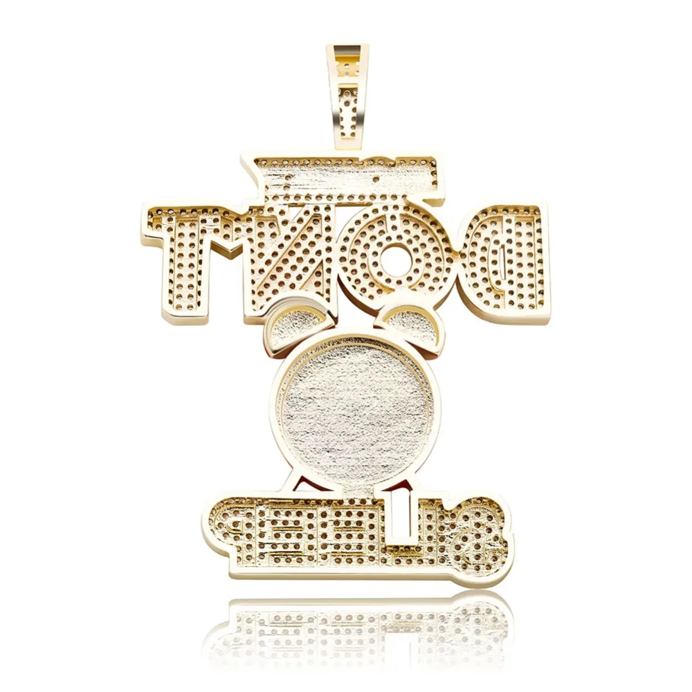 GUCY Hip hop Jewelry Alarm Clock Pendant Necklace Full Iced Out AAA Cubic Zircon Fashion Accessories for Drop Shipping