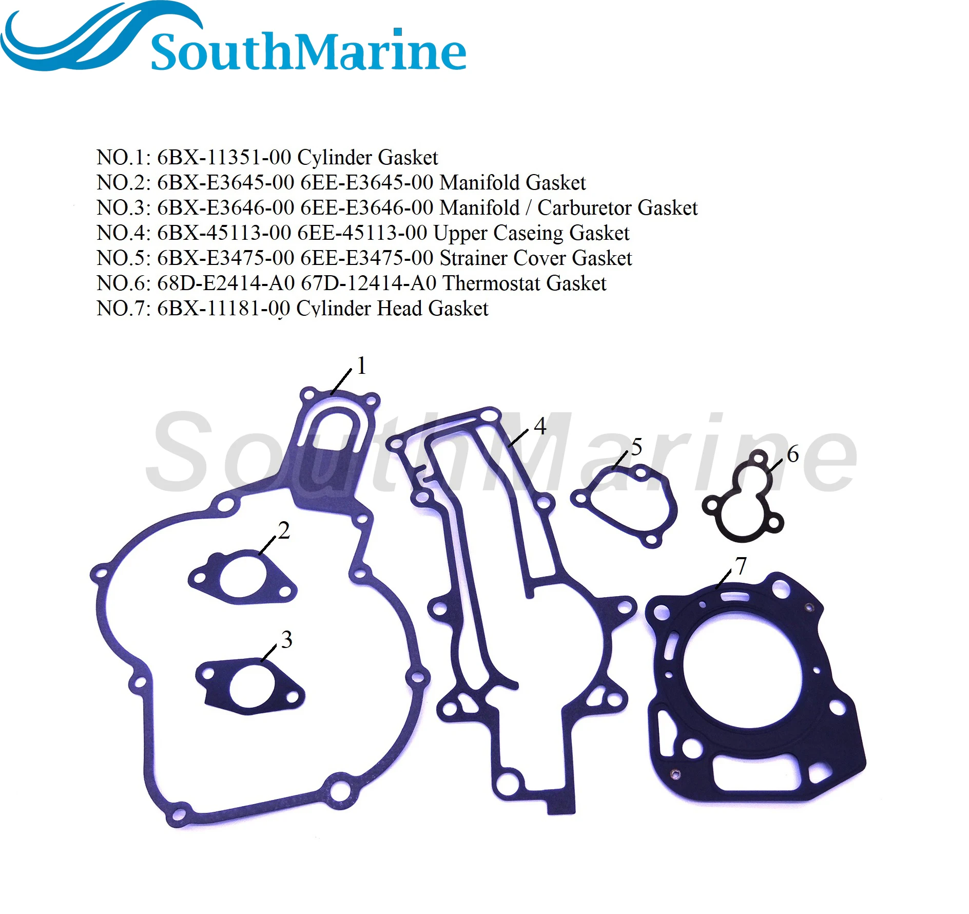 Boat Motor 6BX-WE001-00 6EE-W0001-00 Power Head Complete Gasket Kit for Yamaha Outboard Engine F6 F4 4HP 6HP 4-Stroke