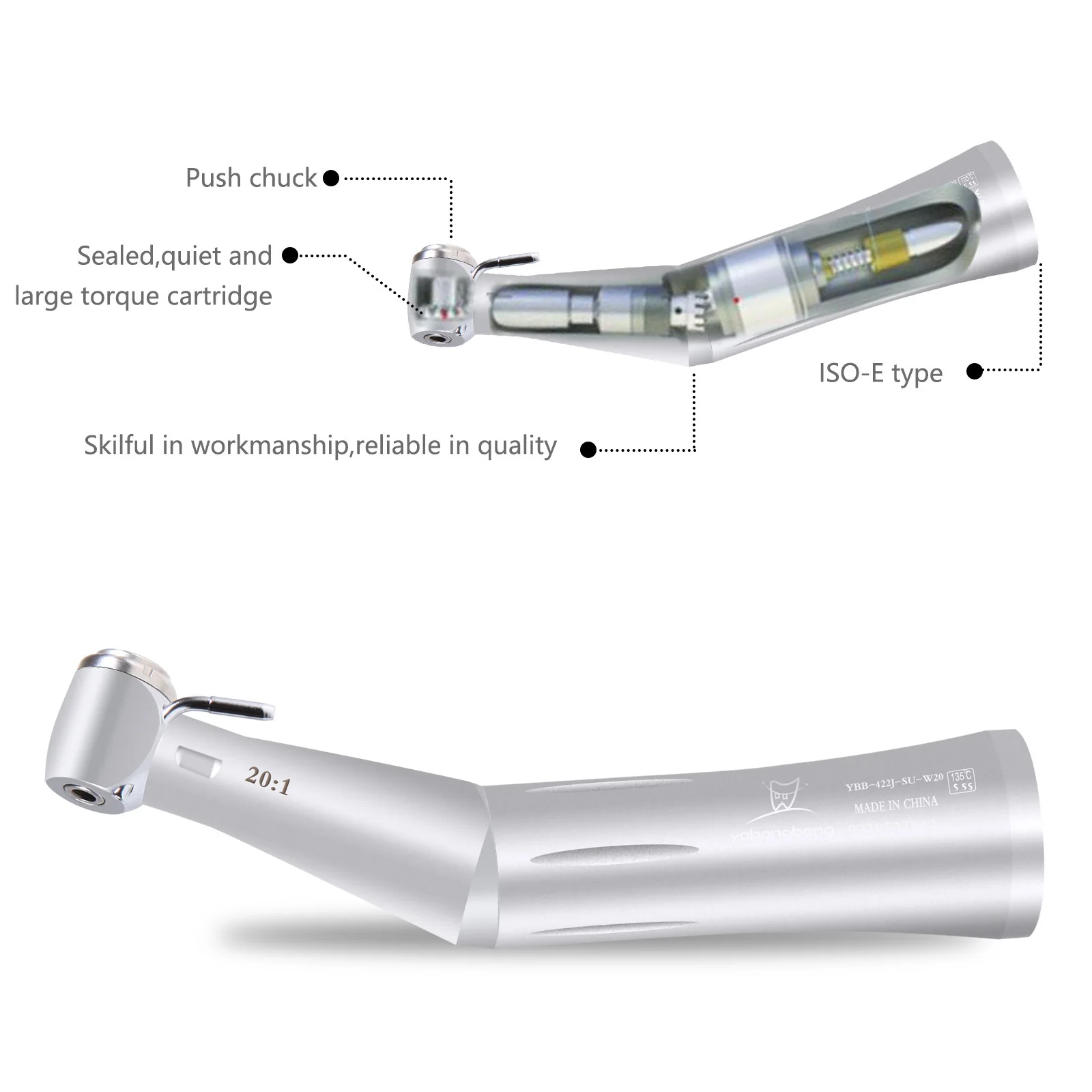 SALE! For NSK Style Dental Implant 20:1 Contra Angle Handpiece External Nozzle Double Water Push Button 2 Water Sprays Teeth
