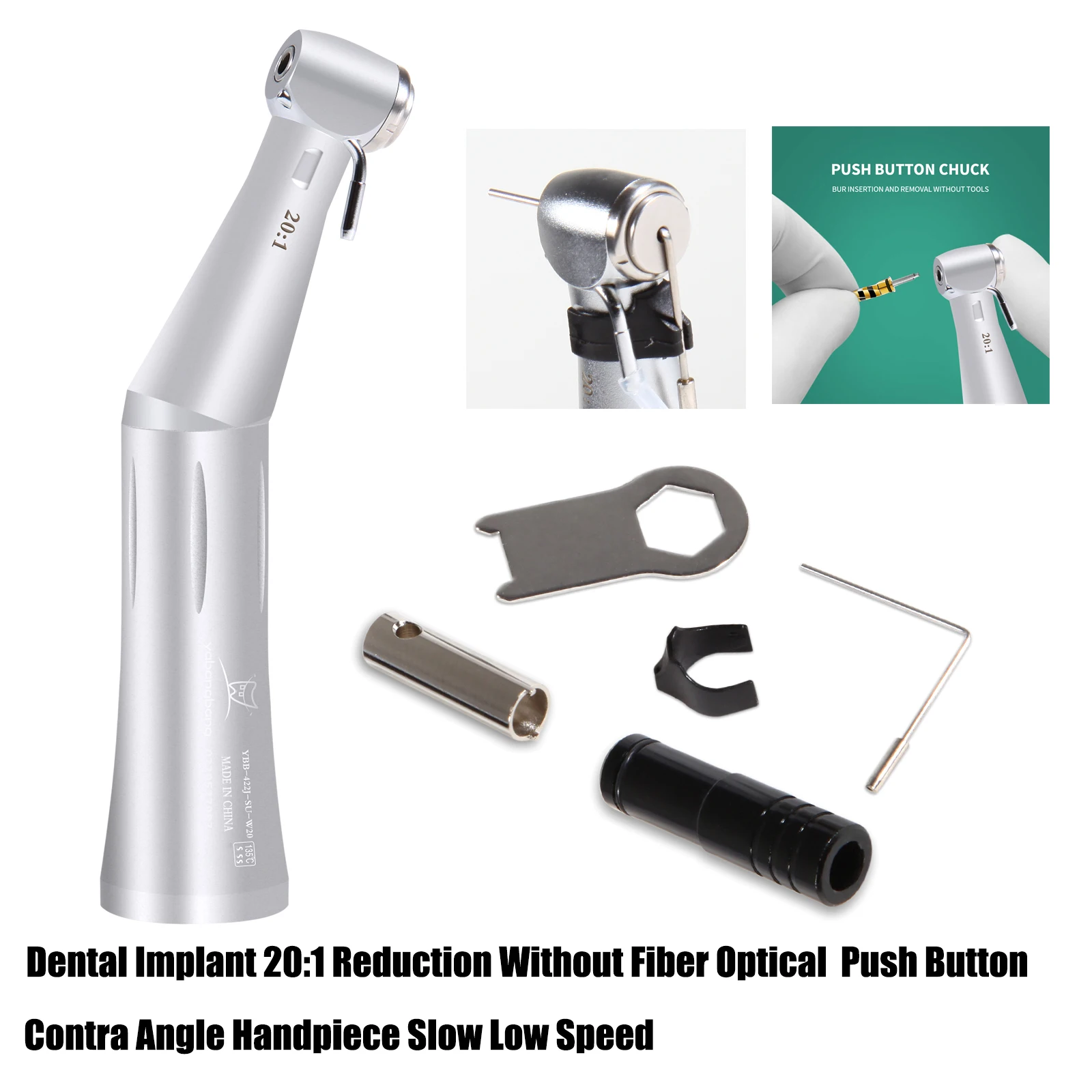 SALE! For NSK Style Dental Implant 20:1 Contra Angle Handpiece External Nozzle Double Water Push Button 2 Water Sprays Teeth