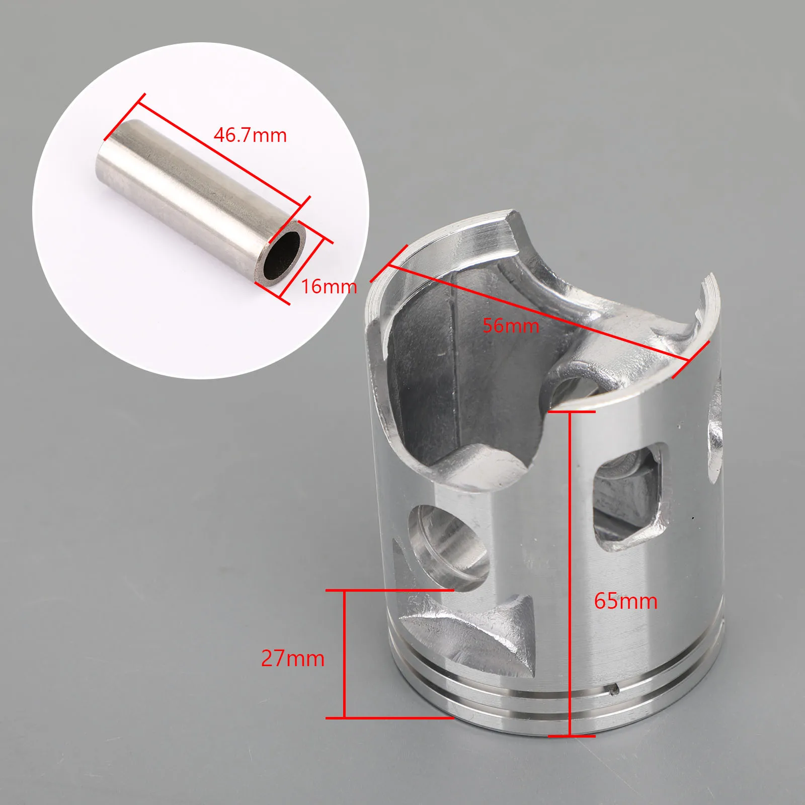 Areyourshop Piston Kit Bore STD / 0.25MM / 0.50MM Fit for Yamaha DT125 78-81 DT125MX 86-91 56mm / 56.25mm / 56.50mm Bore Size