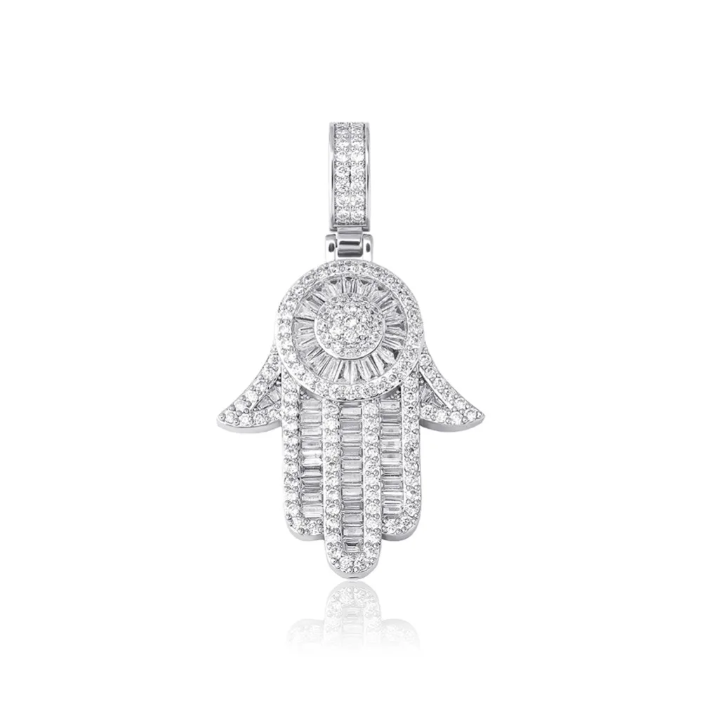 GUCY Fashion Hand Pendant Necklace with 4mm Tennis Chain Bling Cubic Zircon Men's Hip Hop Jewelry For Gift