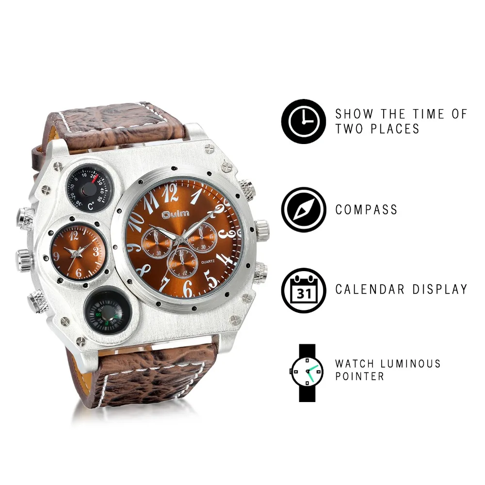 LANCARDO 2022 Trendy Luxury Brand Men Watches Men Sport Watches Two Time Zone Wristwatch Decorative Compass Male Quartz Watch