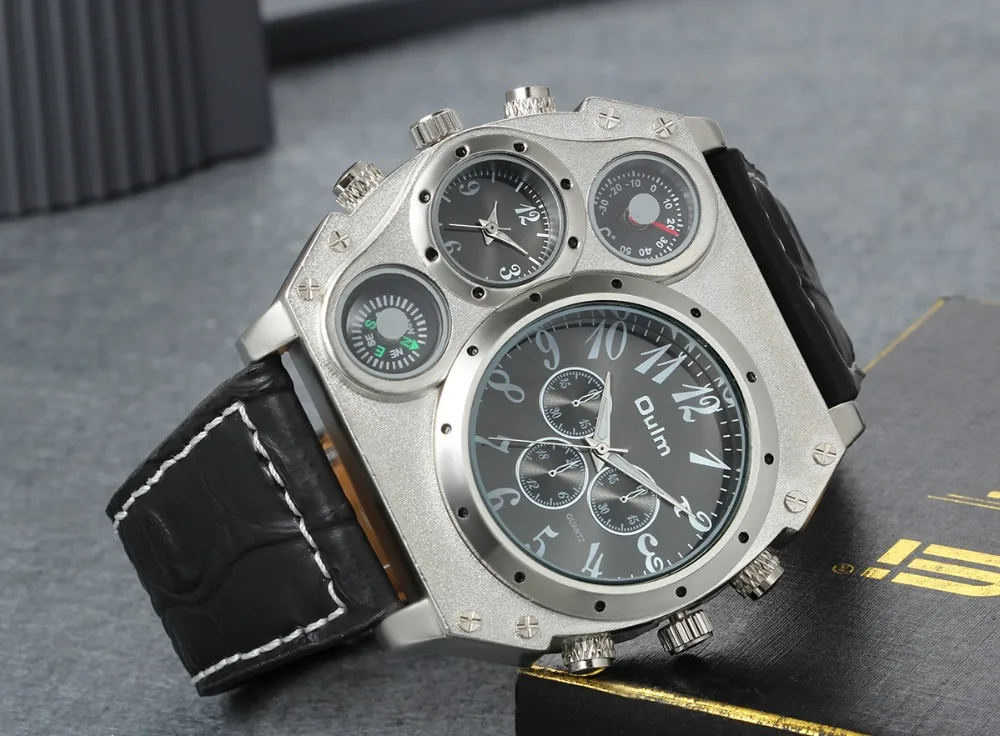 LANCARDO 2022 Trendy Luxury Brand Men Watches Men Sport Watches Two Time Zone Wristwatch Decorative Compass Male Quartz Watch
