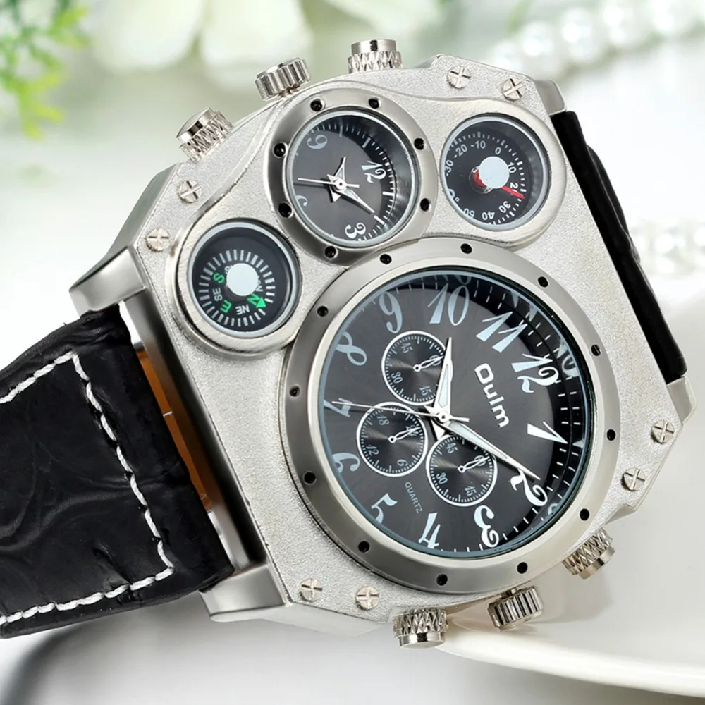 LANCARDO 2022 Trendy Luxury Brand Men Watches Men Sport Watches Two Time Zone Wristwatch Decorative Compass Male Quartz Watch