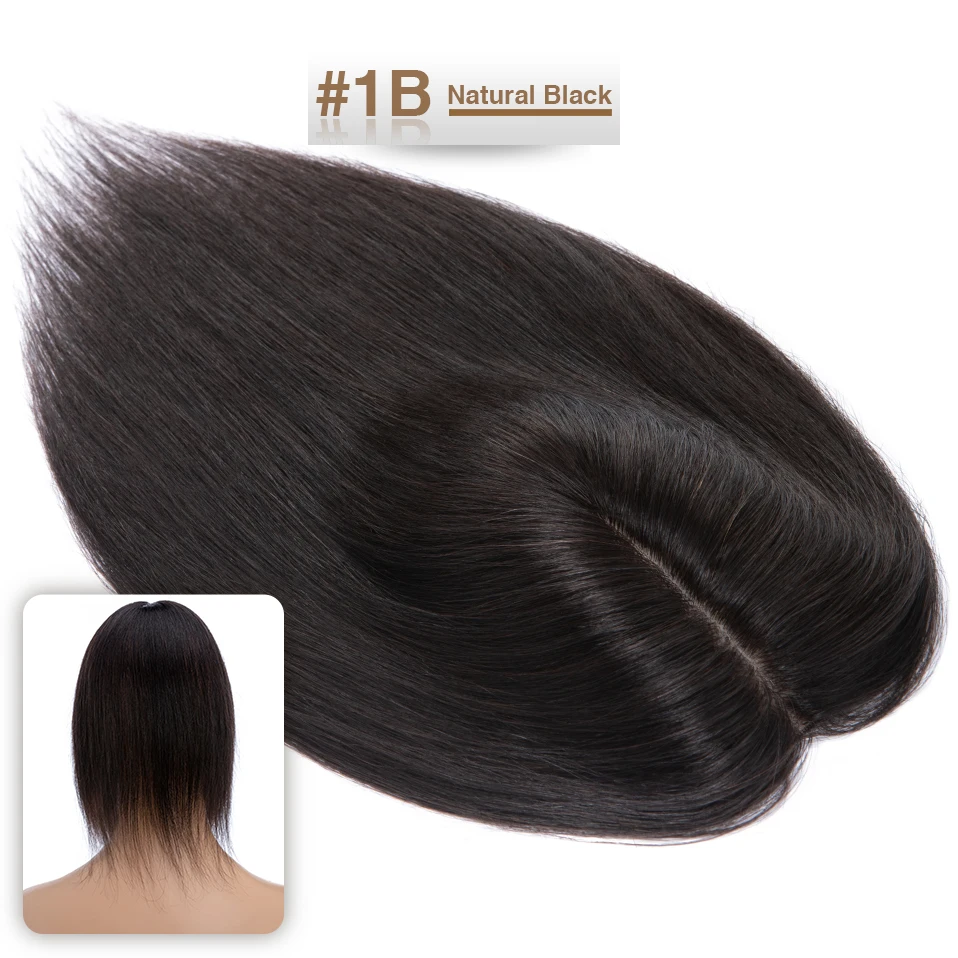S-noilite Hair Toppers 7x13cm Women Topper Hair Clip Natural Hair Wig 100% Human Hair For Women Silk Base Clip In Hair Extension