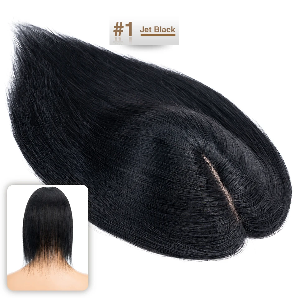 S-noilite Hair Toppers 7x13cm Women Topper Hair Clip Natural Hair Wig 100% Human Hair For Women Silk Base Clip In Hair Extension