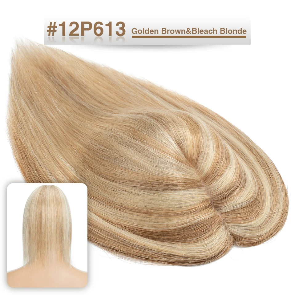 S-noilite Hair Toppers 7x13cm Women Topper Hair Clip Natural Hair Wig 100% Human Hair For Women Silk Base Clip In Hair Extension
