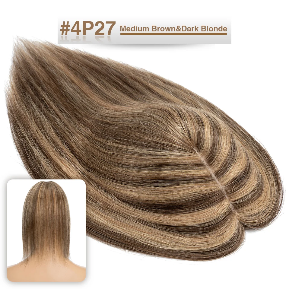 S-noilite Hair Toppers 7x13cm Women Topper Hair Clip Natural Hair Wig 100% Human Hair For Women Silk Base Clip In Hair Extension