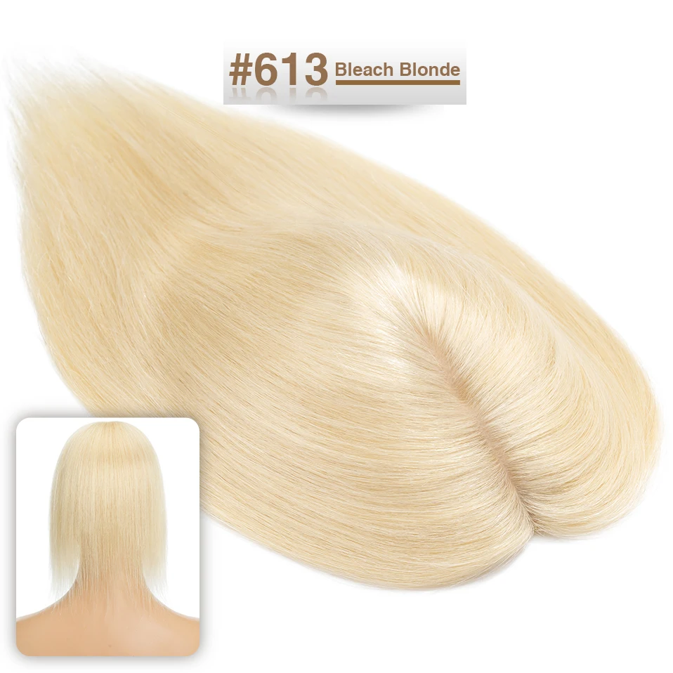 S-noilite Hair Toppers 7x13cm Women Topper Hair Clip Natural Hair Wig 100% Human Hair For Women Silk Base Clip In Hair Extension