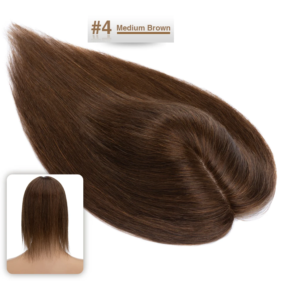 S-noilite Hair Toppers 7x13cm Women Topper Hair Clip Natural Hair Wig 100% Human Hair For Women Silk Base Clip In Hair Extension