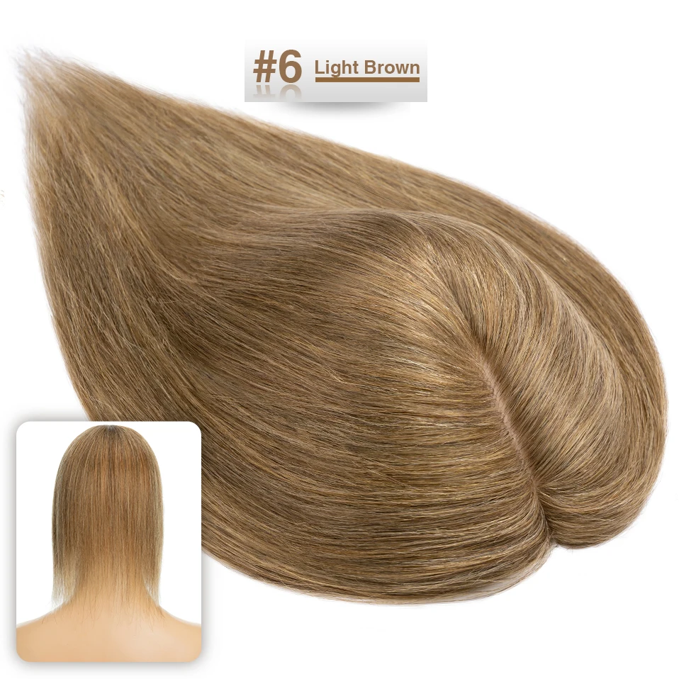 S-noilite Hair Toppers 7x13cm Women Topper Hair Clip Natural Hair Wig 100% Human Hair For Women Silk Base Clip In Hair Extension