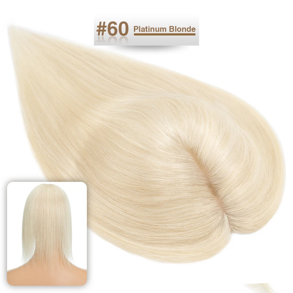 S-noilite Hair Toppers 7x13cm Women Topper Hair Clip Natural Hair Wig 100% Human Hair For Women Silk Base Clip In Hair Extension