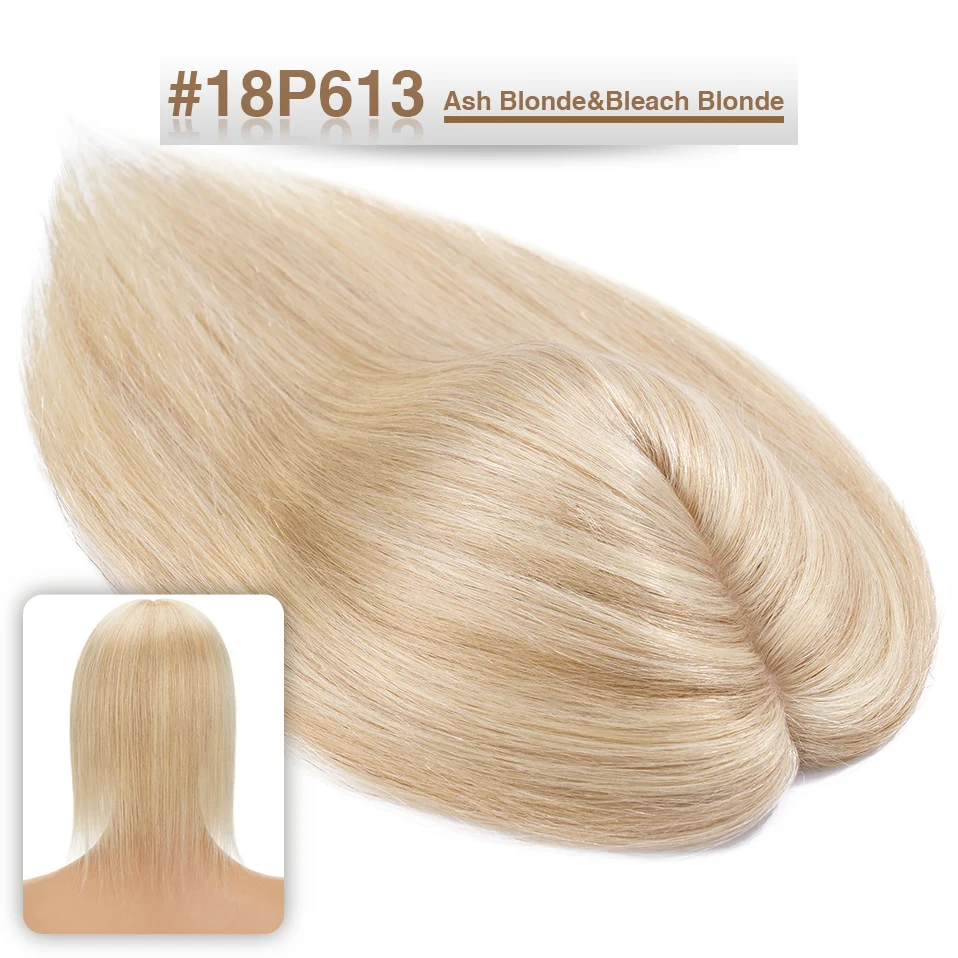 S-noilite Hair Toppers 7x13cm Women Topper Hair Clip Natural Hair Wig 100% Human Hair For Women Silk Base Clip In Hair Extension