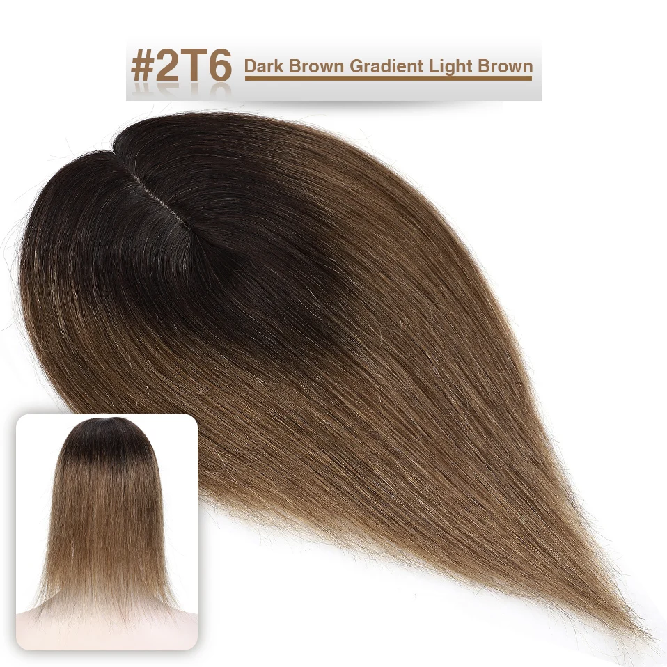 S-noilite Hair Toppers 7x13cm Women Topper Hair Clip Natural Hair Wig 100% Human Hair For Women Silk Base Clip In Hair Extension