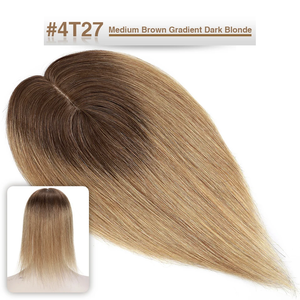 S-noilite Hair Toppers 7x13cm Women Topper Hair Clip Natural Hair Wig 100% Human Hair For Women Silk Base Clip In Hair Extension
