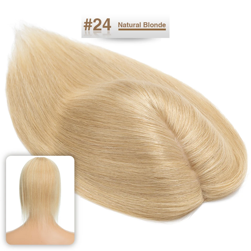 S-noilite Hair Toppers 7x13cm Women Topper Hair Clip Natural Hair Wig 100% Human Hair For Women Silk Base Clip In Hair Extension