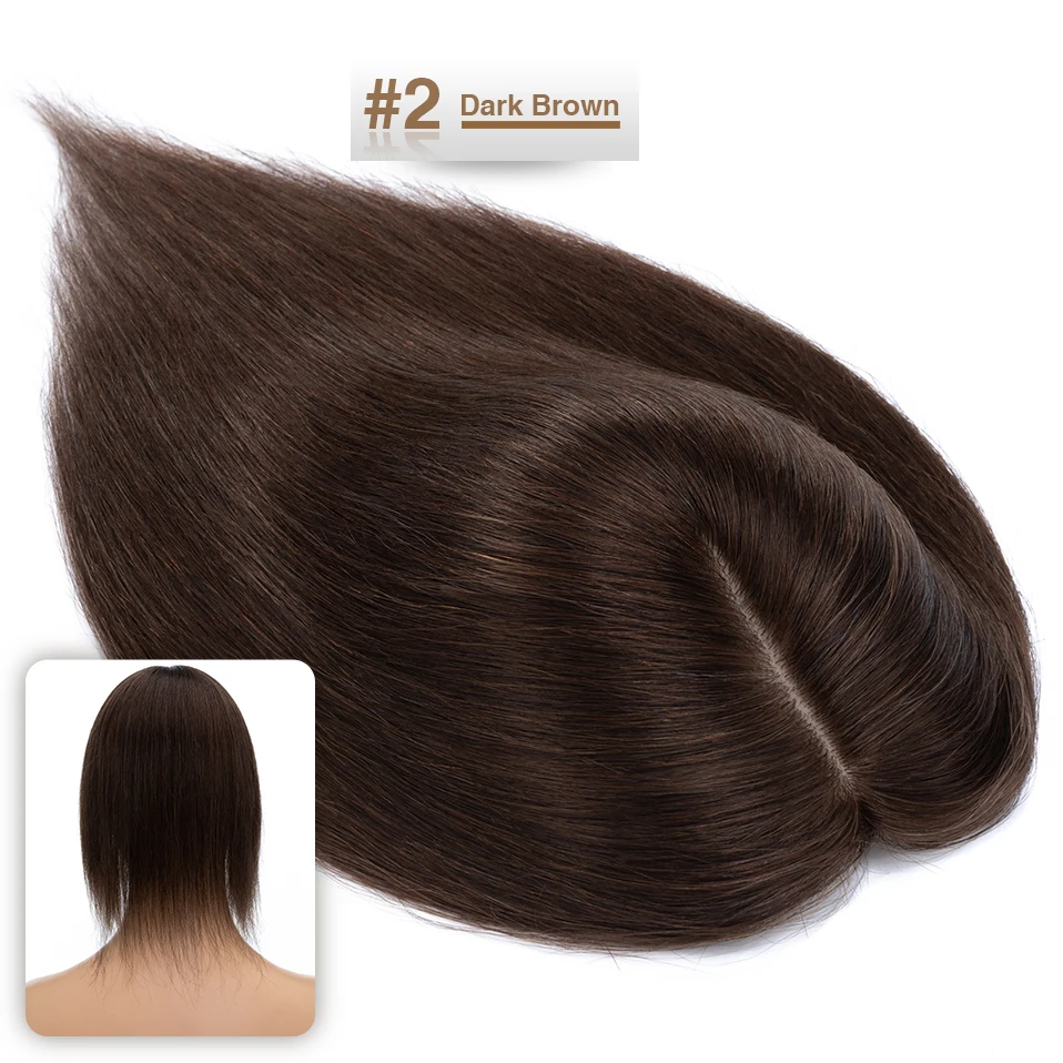 S-noilite Hair Toppers 7x13cm Women Topper Hair Clip Natural Hair Wig 100% Human Hair For Women Silk Base Clip In Hair Extension