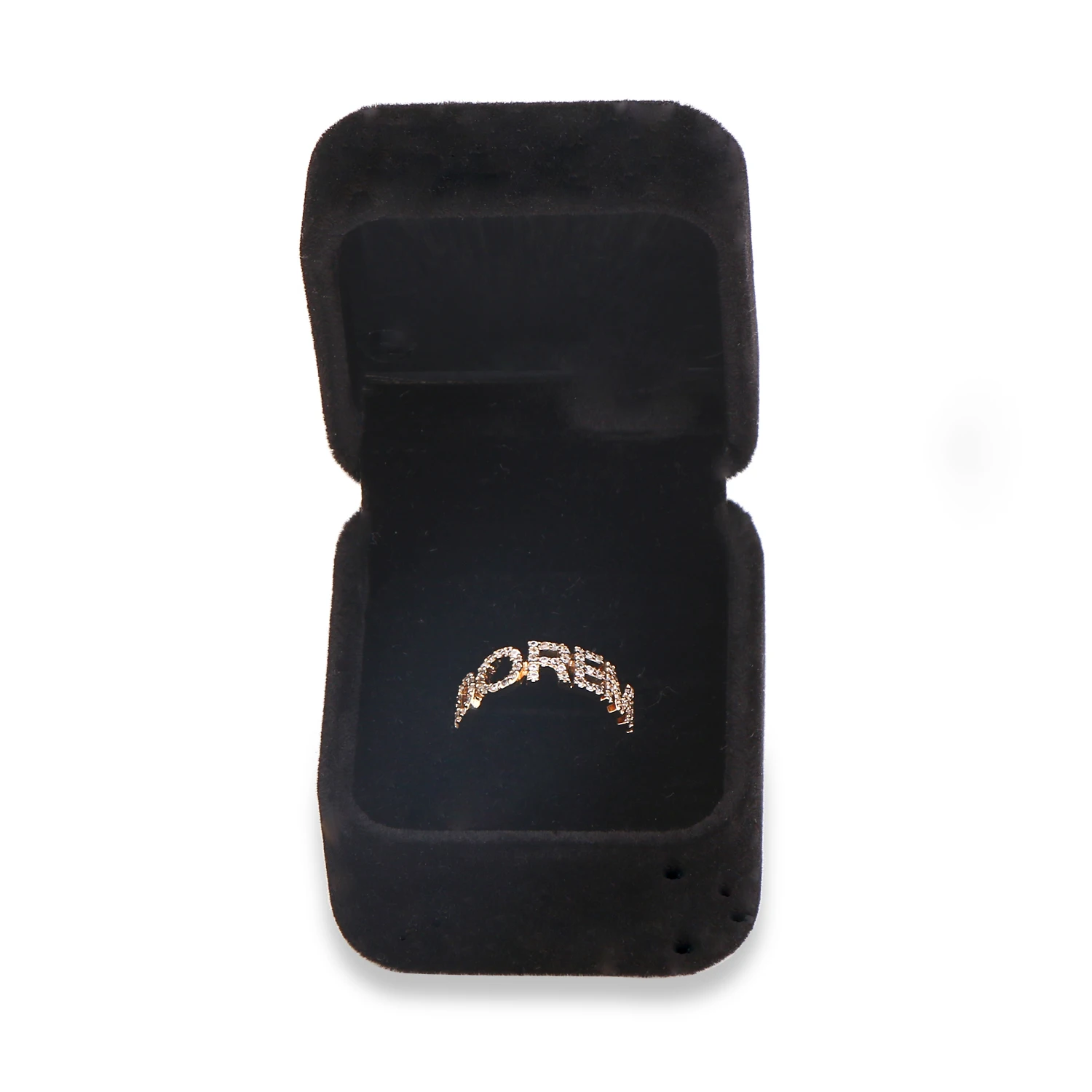 DOREMI Closed Ring Custom Name/Number Ring Iced Out Zircon Stone Letters Personalized Ring For Women Men Size 7-12 For Gifts