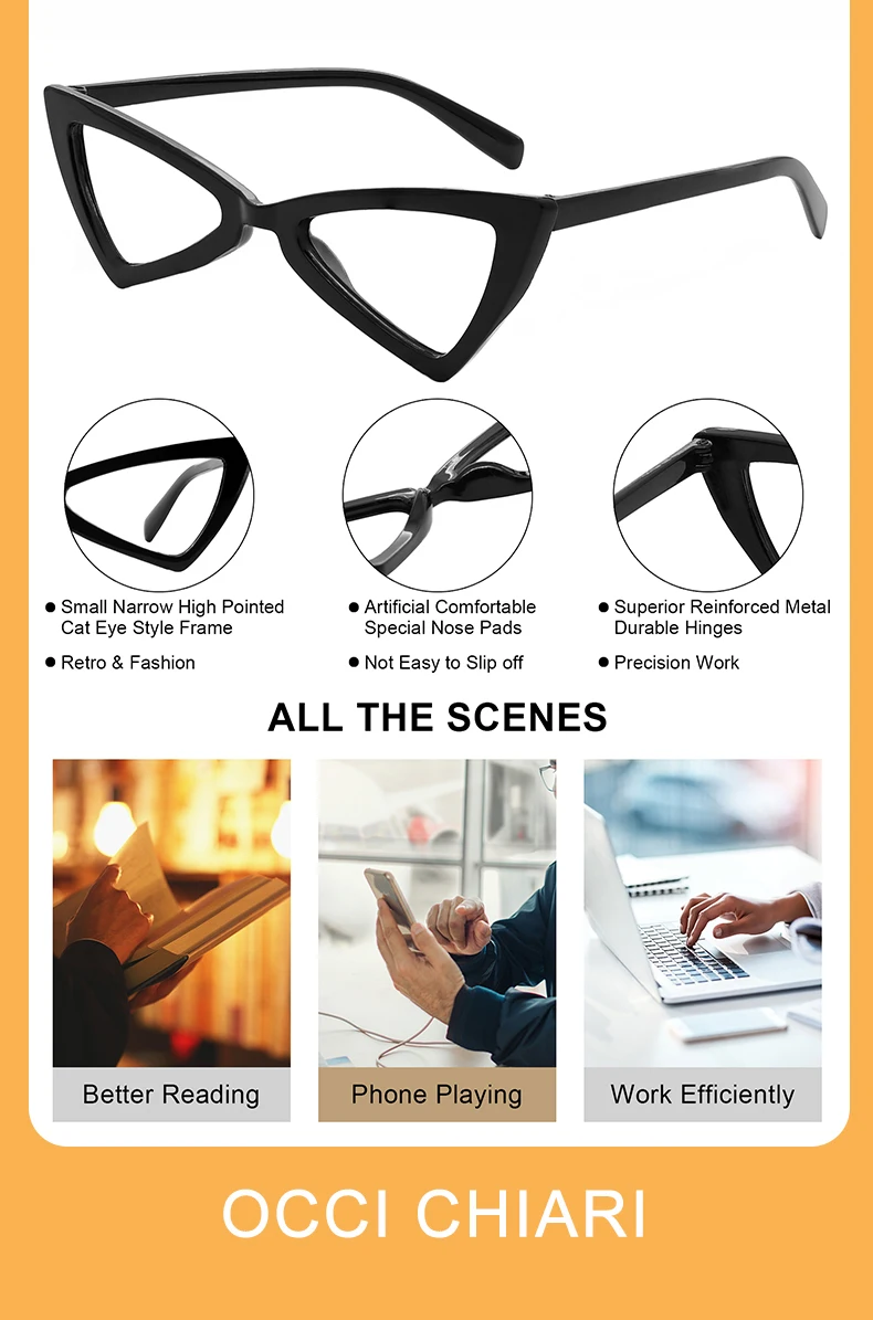 OCCI CHIAR Cat Eye Reading Glasses Women Lightweight Cute Readers Hyperopia Eyeglasses Frames Fashion Magnifying Eyewear 1 1.5 2
