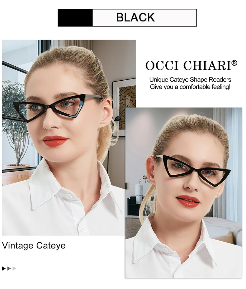 OCCI CHIAR Cat Eye Reading Glasses Women Lightweight Cute Readers Hyperopia Eyeglasses Frames Fashion Magnifying Eyewear 1 1.5 2