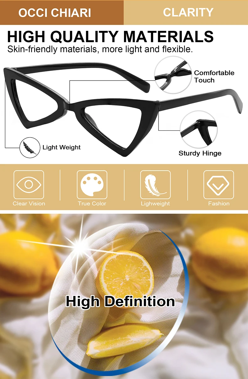 OCCI CHIAR Cat Eye Reading Glasses Women Lightweight Cute Readers Hyperopia Eyeglasses Frames Fashion Magnifying Eyewear 1 1.5 2