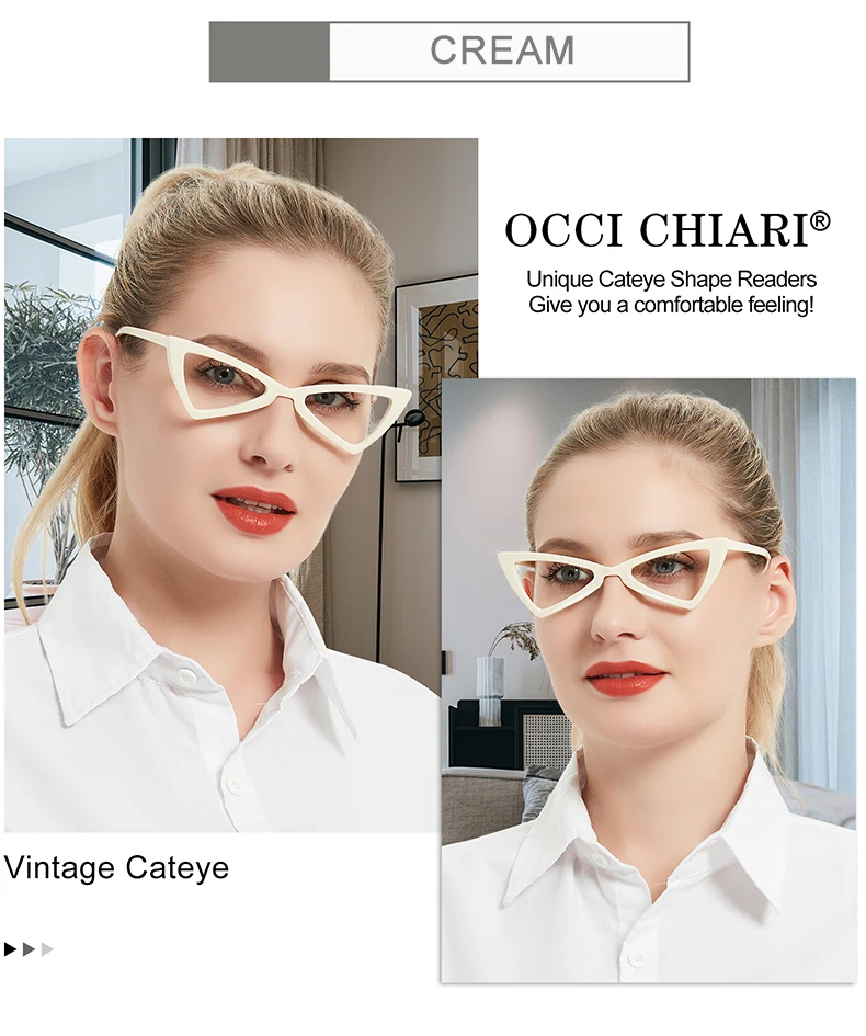 OCCI CHIAR Cat Eye Reading Glasses Women Lightweight Cute Readers Hyperopia Eyeglasses Frames Fashion Magnifying Eyewear 1 1.5 2