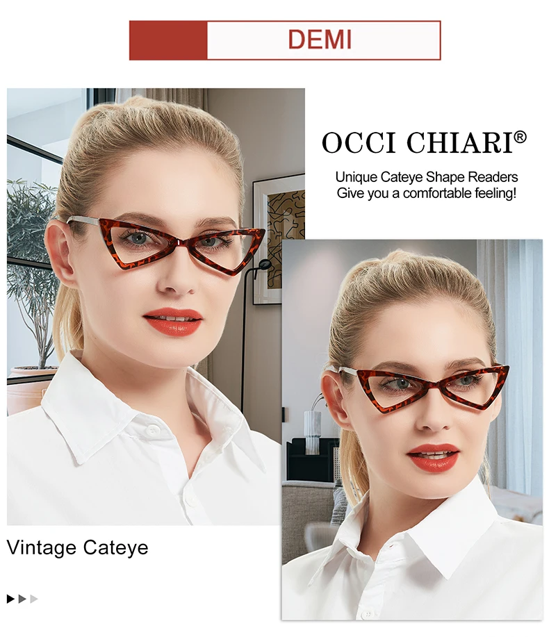 OCCI CHIAR Cat Eye Reading Glasses Women Lightweight Cute Readers Hyperopia Eyeglasses Frames Fashion Magnifying Eyewear 1 1.5 2