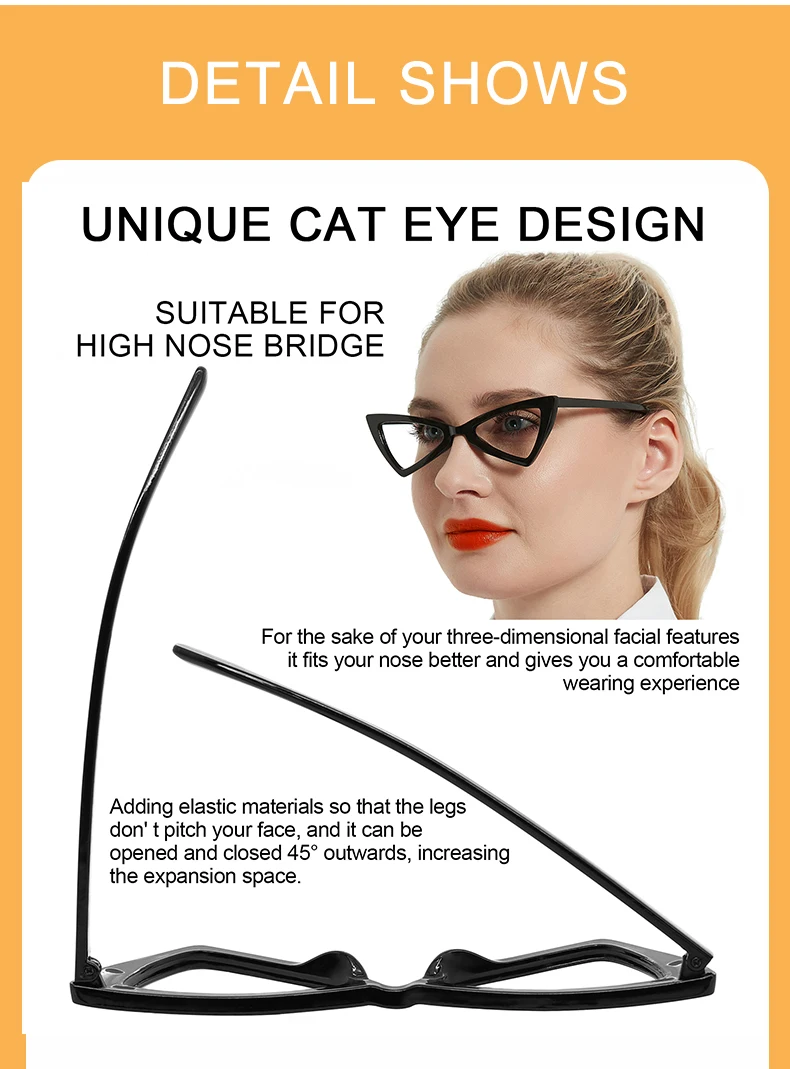 OCCI CHIAR Cat Eye Reading Glasses Women Lightweight Cute Readers Hyperopia Eyeglasses Frames Fashion Magnifying Eyewear 1 1.5 2