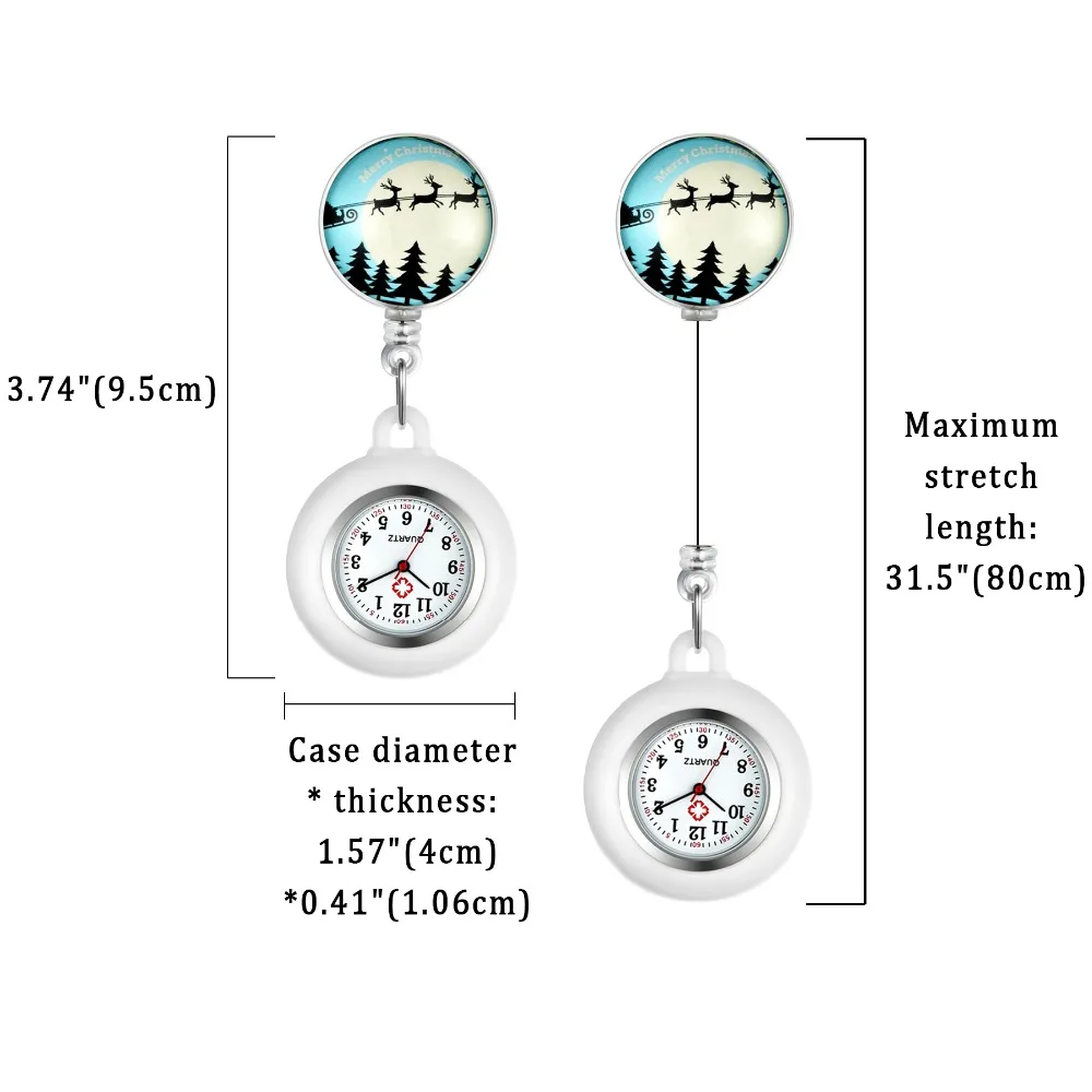 LANCARDO 2021 New Arrival Christmas Sleigh Clip-on Fob Brooch Pendant Pocket Watch Round Dial Nurse Doctor Christmas Gift
