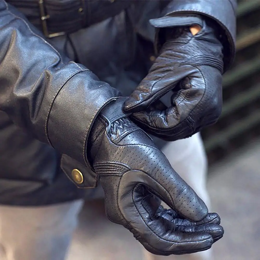 High Quality Goatskin Men Motorcycle Gloves Genuine Leather Touch Screen Motocross Racing Riding Gloves Dirt Bike Cycling Guante