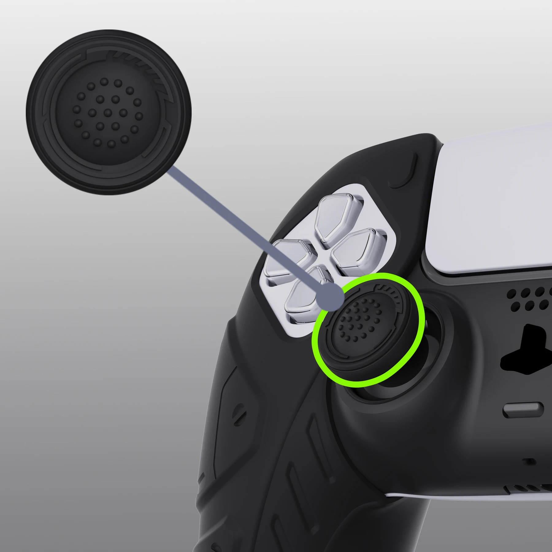 PlayVital Silicone Protective Cover for PS5 Controller, Soft Rubber Grip Case with Thumbstick Caps, Anti-Slip Controller Skin
